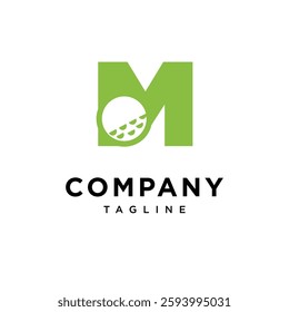 Letter M Golf Ball Logo Icon Vector
