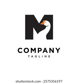 Letter M Goose Logo Icon Vector