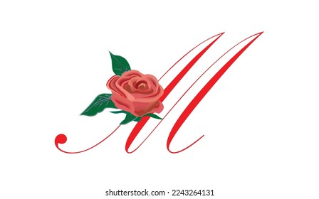 letter M. Graceful style. Calligraphic beautiful logo. Vintage drawn emblem for book design, brand name, business card, Restaurant, Boutique, Hotel. Vector illustration