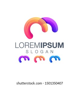 letter M gradient color logo design