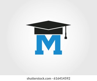 letter M with graduation cap