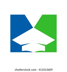 letter M and graduation logo vector.