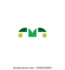 Letter M grass geometric symbol simple logo vector