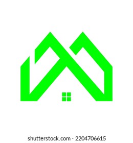 letter M green house logo vector
