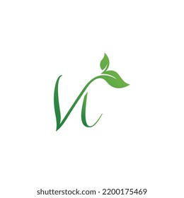 Letter M Green Leaf Logo Design. Monogram M Simple Green Leaves Alphabet Icon Typography design Leaf Green Nature Logo.