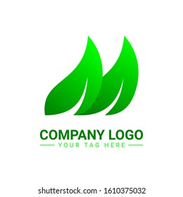 letter m green leaf vector logo