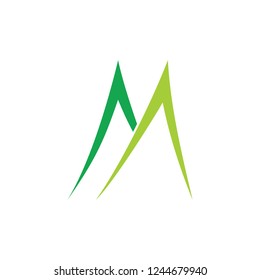 letter m green mountain simple brand logo 