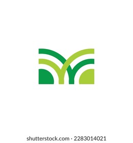 letter m green trees branch forest simple logo vector 