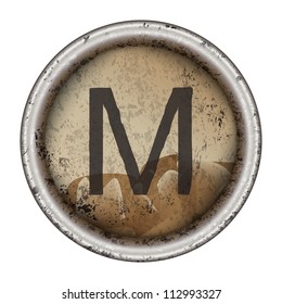 Letter M grunge typewriter key