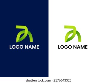 letter m and h with leaf modern logo design template