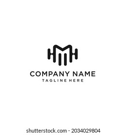 letter M H with logo design music sound sound electronic audio inspiration template