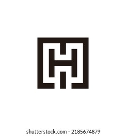 Letra M y H cuadrado, símbolo geométrico combinado vector logotipo simple