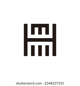 Letter M and H square combination geometric symbol simple logo vector