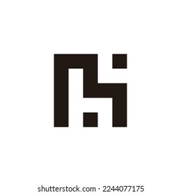 Letter M and h squares geometric symbol simple logo vector