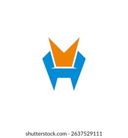 letter m h throne of king crown logo vector 