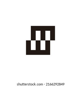 Letter M, H and w square geometric symbol simple logo vector