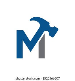 Letter M Hammer Building Services, Repair, Renovation and Construction Logo Design 