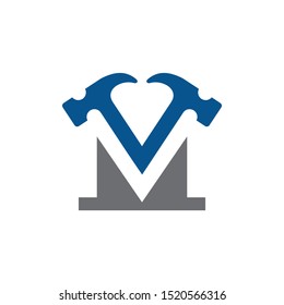 Letter M Hammer Building Services, Repair, Renovation and Construction Logo Design 