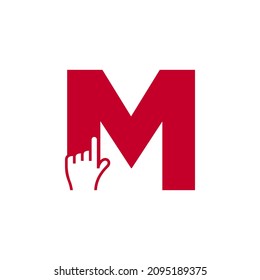 Letter M with a hand click ready to use