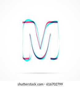 Letter M hand drawn with blue and pink highlighters, isolated on a blank background.
Vector illustration, easy to edit, manipulate, resize or colorize.