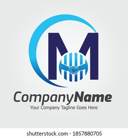 Letter M Hand Shake Logo Template, Hand Shake Vector Illustration, Deal Job Logo