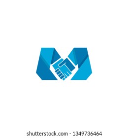 Letter M Handshake Logo Vector