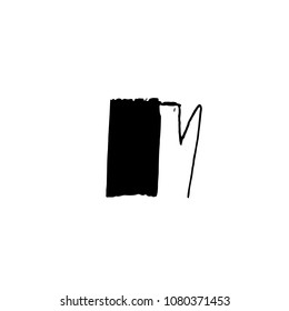 Letter M. Handwritten by dry brush. Rough strokes textured font. Vector illustration. Grunge style alphabet.