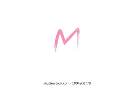 Letter M. Handwritten by dry brush. Rough strokes textured font. Vector illustration. Grunge style elegant alphabet.