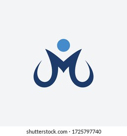 letra m con el logo del vector de gente feliz