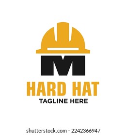 Letter M Hard Hat Logo Design Template Inspiration, Vector Illustration.