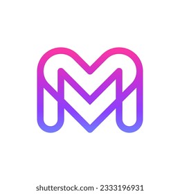 Letter M heart creative modern logo design