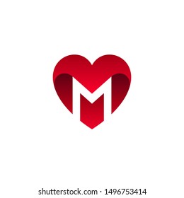 Letter M With Heart Logo Design