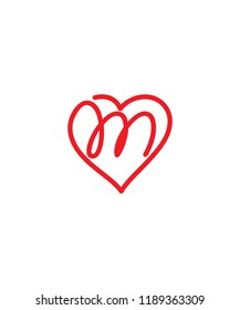 Letter M And Heart Logo Icon