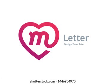 Letter M heart logo icon design template elements