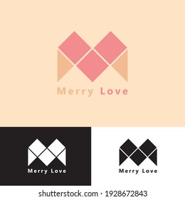 Letter M heart logo icon design template elements. Marry Love Logo