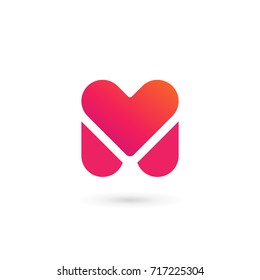 Letter M Heart Logo Icon Design Template Elements