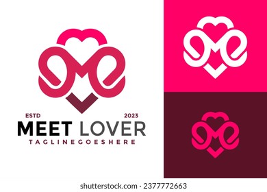 Letter M Heart Love Logo design vector symbol icon illustration