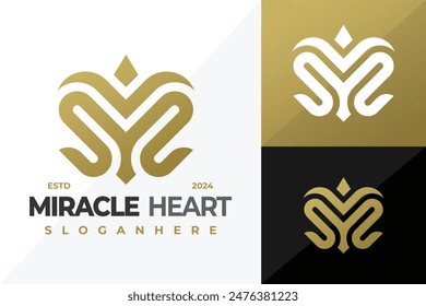 Letter M Heart Monogram logo design vector symbol icon illustration