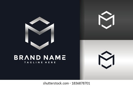 das Logo des Buchstabens M hexagon