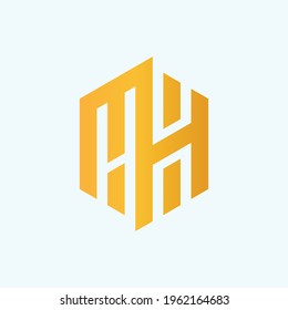 Letter M Hexagon logo design concept illustration