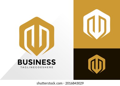 Diseño de logotipo de letra M hexagón, logotipos de identidad de marca Diseños Plantilla de iluminación vectorial