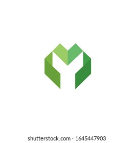 letra M vector del logotipo del hexágono