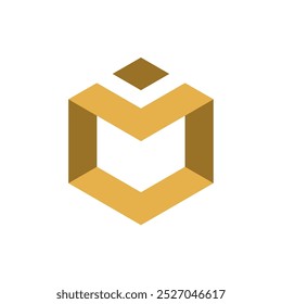 Letra M Hexágono Logotipo Plantilla Ilustración Diseño
