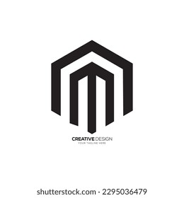 Letra M Una forma hexagonal única logotipo de polígono moderno