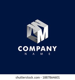 Letter M Hexagonal Logo Design. Simple Hexagonal Logo With 3D Style Using The Letter M As The Main Element Forming A Hexagonal Shape. Futuristic, Modern And Professional Logo On Dark Background.