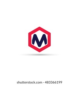 Letter M Hexagonal Logo Icon