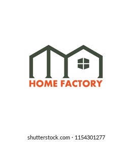 Letter M Home Factory Symbol Logo Vector