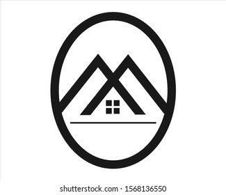 letter M home outline vector