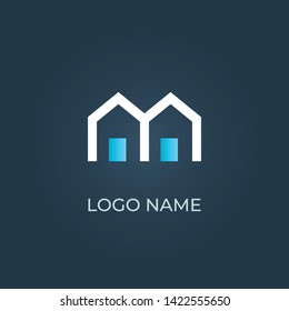 Letter "M" home real estate logo isolated. Vector image