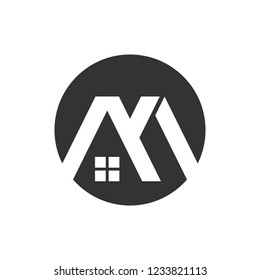 Letter M and Home Vector Logo. 